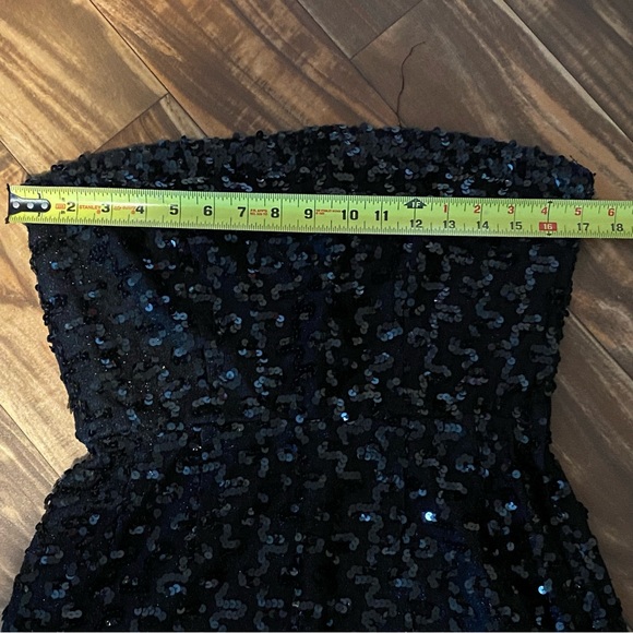 vtg Strapless Sequin Wiggle Dress w Thigh Split - Picture 7 of 12